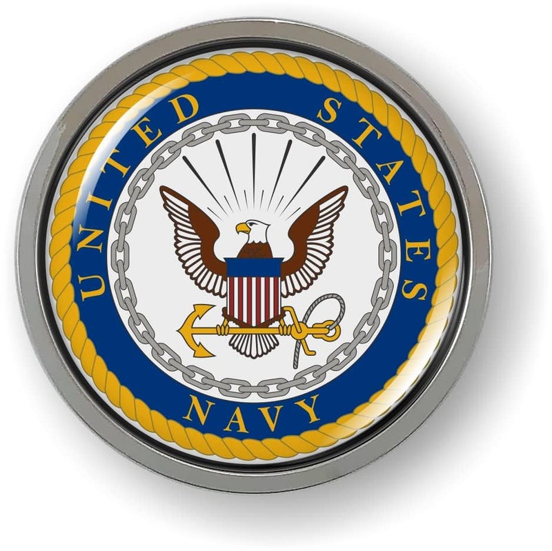 BestLicensePlateFrames - The United States Navy 3D Domed CAR Emblem Badge Sticker Chrome Metal Bezel - Official U.S. Navy Licensed Product - Image 3